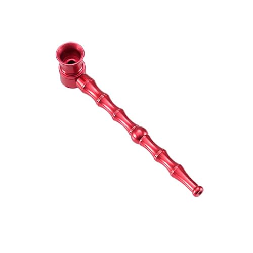 Purpfeife +5 Edelstahlsiebe | Abschraubbarer Kopf für leichte Reinigung | 13cm Metallpfeife | Smoking Pipe Pfeife Glas Optik Rauchen (Rot)