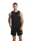 Herren Tanktop Gym Tshirt Muskel Fitness Training Laufshirt Fitness Tanks Ärmelloser T-Shirt Schwarz XL