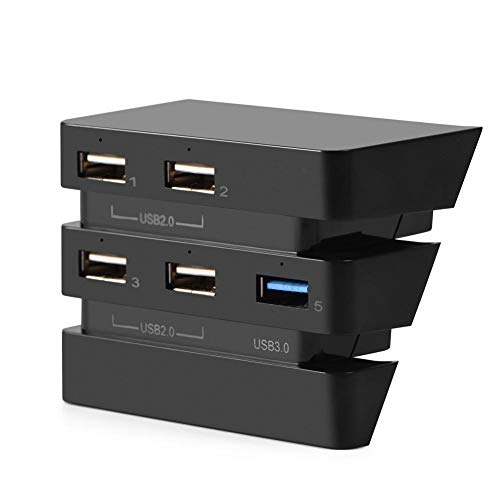 Topiky USB-Hub für PS4 Pro, 5-Port USB 2.0 & 3.0-Erweiterungs-Hub-Controller-Adapter für PS4 Pro-Spielekonsolen