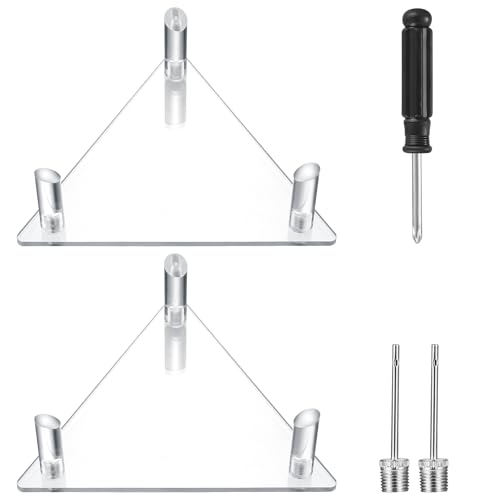 Bnnrjia 2 STK Ballständer, Fussball Ständer, Klar Acyal Ballhalterung, Dreieck Basketball Ständer, Rugby Ball Sport Ball Halterung, Transparent Acrylständer Volleyball Fußball Halter