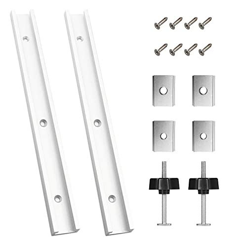 2 Stück Gehrungsschiene, 400mm T-Nut Schiene m8/m6, Tnutschienen Aluminiumlegierung, Track Jig mit 8 Schrauben, T Schienenrampe Tschiene für Holzfrästisch, Werkzeug Holzbearbeitung