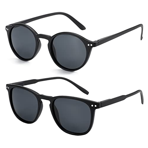 ZENOTTIC 2 Paare Polarisierte Sonnenbrille Damen Herren Retro Vintage Runde Quadratische Unisex UV400 Schutz