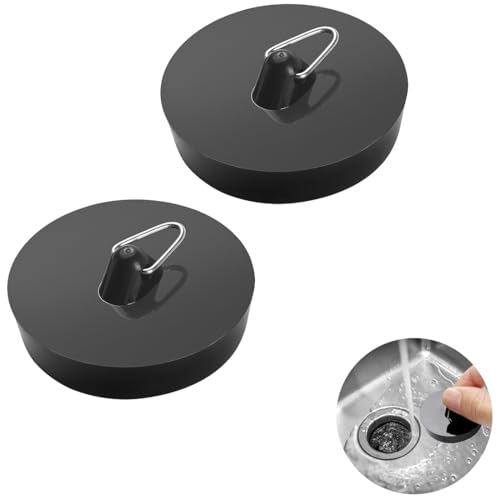 BOUMVID 2 Stück Abflussstopfen, Spüle Abfluss Stöpsel Gummi Stöpsel für Spültisch Spülbecken Stopfen mit Haken, Waschbeckenstöpsel Spültisch für Badewanne waschbecken Küchenspüle Küche Bad Sink