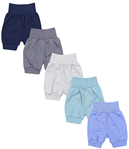 TupTam Unisex Baby Pumphose Sommershorts Baumwolle 5er Pack, Farbe: Dunkelblau Blau Graphit Grau Grün, Größe: 98/104