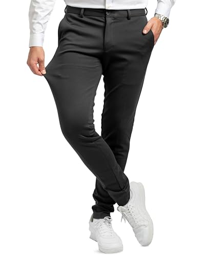 Performance Pants Herren Schwarz (Größe 33W/32L) - Bequeme Schwarze Hose Herren - Stilvolle Herren Hosen Stretch - Hosen Herren Stretch - Modische Praktische Männer Hosen für Business & Freizeit