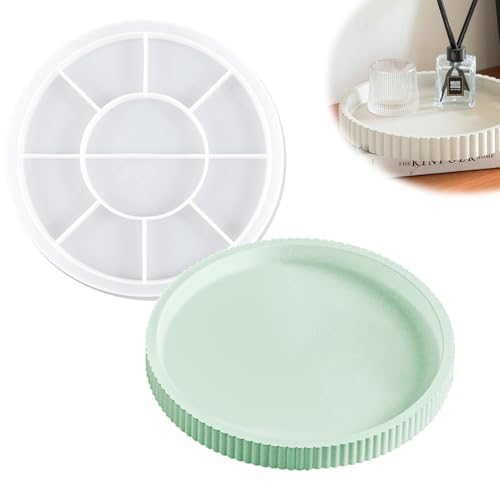Forhandy Silikonform Schale, Silikonformen Gießformen Tablett Silikonform Teller, Gießform Silikon mit Rillen, Gießform Teller Tablett für Herstellung von Obst Tee Tablett Schmuck Teller Handwerk