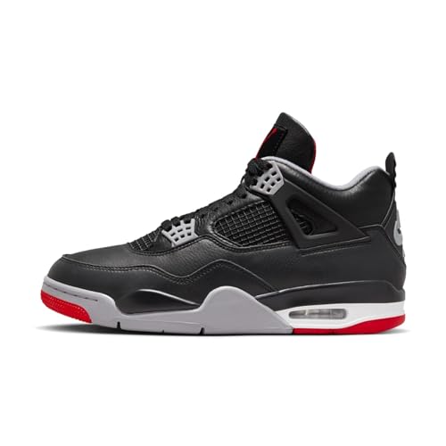 Nike Air Jordan 4 Retro Big Kids, Schwarz/Feuerrot, Zementgrau, 6.5 Big Kid