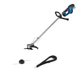 Bosch Professional 18V System Akku-Freischneider GFR 18V-23 (bürstenloser Motor, Schnittkreisdurchmesser 23 cm, 1x Fadenspuleneinheit, 1x Schultergurt, Freischneidermesser-Set, Pflanzenschutzbügel)