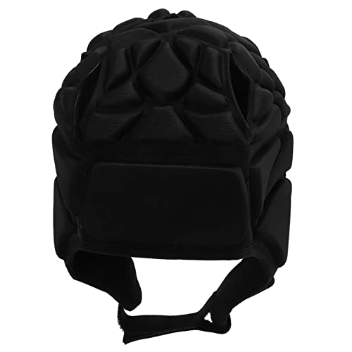 Fußballhelm, Stoßfeste Fußball-Kopfbedeckung mit Verstellbarem Seil, Atmungsaktiver Stoffhelm für Erwachsene (Black)