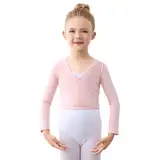 boruizhen Kinder Ballett Wickeljacke Langarm Gymnastik Tanz Ballettjacke Mädchen Baumwoll Ballett Bolero für Mädchen Kinder Damen Rosa M