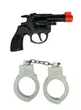2-teiliges Polizei-Set Revolver und Handschellen für Damen und Kinder Pistole Police Officer Spielzeug