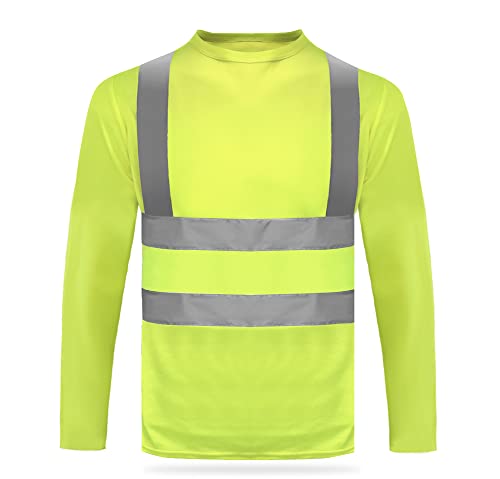 HYCOPROT Warnschutz Hohe Sichtbarkeit Warnshirt Langarm T Shirt Männer Frauen Reflektierendes Arbeitsshirt Arbeitskleidung