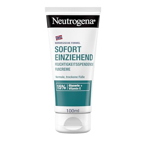 Neutrogena Norwegische Formel sofort einziehende Fußcreme (100 ml) für normale & trockene Füße, feuchtigkeitsspendende Fußpflege Creme mit 15% Glycerin + Vitamin E