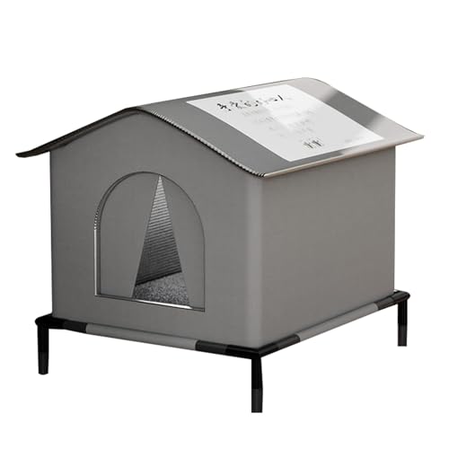 Katzenhaus Für Draußen, Winterfest Wasserdicht Wetterfester Katzenhöhle Haustierhaus, Winter Warm Haustierhaus Waschbar Hundehaus Erhöhtes Tierheim Für Streuner Haustiere, 36x36x36cm