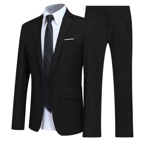 Herren Anzug 2 Teilig Modern Slim Fit Anzüge Herrenanzug Formal Dinner Schwarz Sakko Business Weste Hose Set Suits Trauzeugen Smoking Hochzeitsanzug Hochzeit Blazer Formelle Suit Klassischer Sakkos