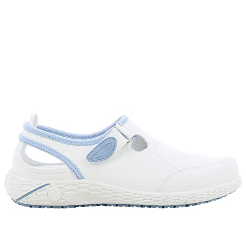 SAFETY JOGGER Arbeitsschuhe Damen Oxypas - LINA - Leichter, Bequemer Sicherheitsschuh mit Klettverschluss, ideal für Pflege, Küche oder Innenbereich, rutschfest, 40 EU Blau