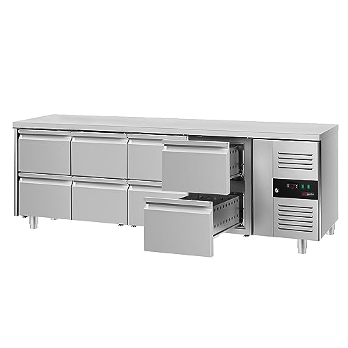 GGM Gastro | KTJ227ND8 | Kühltisch ECO - 2230x700mm - mit 8 Schubladen