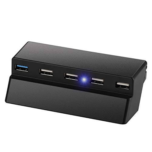 Thlevel 5 Port USB HUB für PS4 Slim, USB 3.0/2.0 Expansion Hub Ladegerät Ladestation Adapter Controller Connector Splitter Erweiterung für Playstation 4 Slim