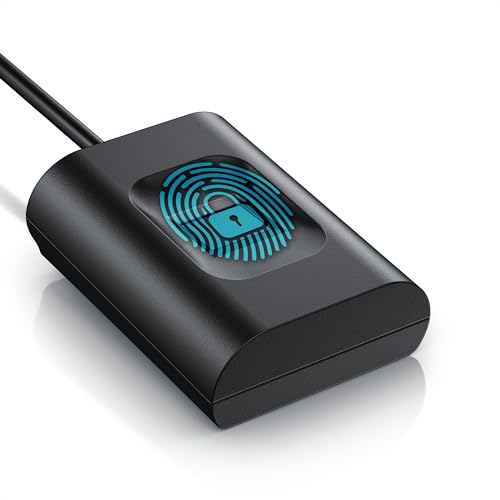 CSL - USB Fingerabdrucksensor - Fingerprint Key - bis zu 10 IDs - Windows 8 – 11 – unterstützt bis zu 10 IDs – Plug & Play – Rundumerkennung