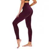 TNNZEET High Waist Leggings Damen Schwarz Leggins Elastische für Sport Gym,Violett,S-M