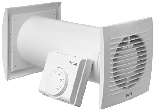 Steinberg14 Warmluft - Ø 100mm Set Lüfter Heizlüfter Wärmetauscher Wand Ventilator mit Thermostat