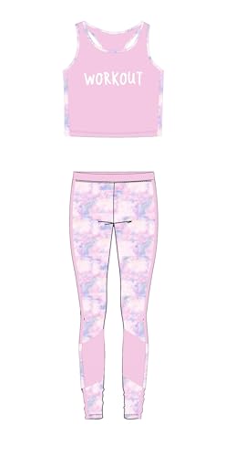 Mädchen Sport-Set 2tlg Schnelltrockend Freizeitanzug (Shirt + Hose) Trainingsanzug Laufen Fußball Basketball Trikots Yoga (Rosa, 134/140)