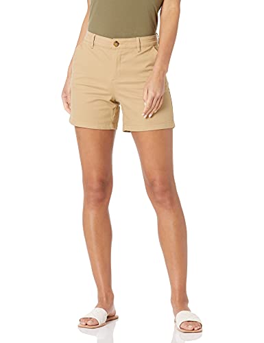 Amazon Essentials Damen Mittelhohe, schmal geschnittene, khakifarbene Shorts mit 13 cm Schrittlänge (erhältlich in gerader und kurviger Passform), Khakibraun, 38-40