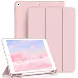 ZKTUYU Hülle für iPad 9./8./7. Generation mit Stifthalter ipad 9 Generation hülle 10.2 Zoll Modell 2021/2020 / 2019, iPad 10.2 Zoll,mit Standfunktion für iPad 9 Hülle, Rosa