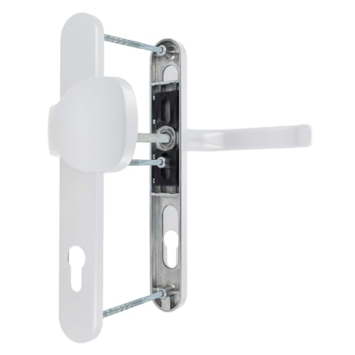Premium Drückergarnitur Saturn DHS 92mm - Oval - Griff-Knauf, Farbe:Weiß RAL 9016, Schildbreite:32mm