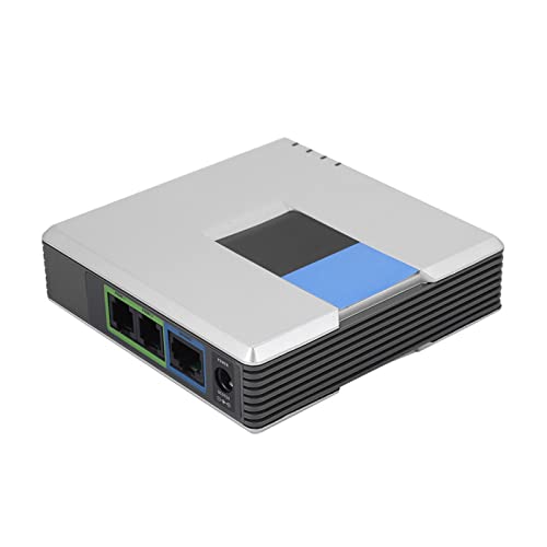 Bewinner VoIP-, 2 Ports Analoger Telefonadapter, VoIP-Telefonadapter Unterstützt SIP V2-Protokoll DHCP, PAP2T Internet-Telefonadapter mit RJ45-Netzwerkkabel für (EU-Stecker)