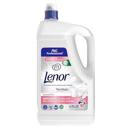 Lenor Professional Weichspüler, 190 Waschladungen, 4.75 L, Empfindliche Haut, Hypoallergen, unwiderstehliche Weichheit