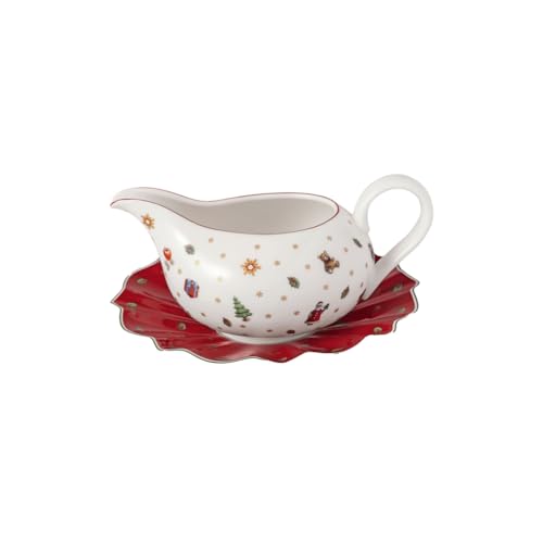 Villeroy & Boch - Toy's Delight Sauciere 2 tlg., Keramik Soßenkännchen, Soßenkanne Porzellan, Soßenschale für Weihnachten, Porzelansauciere, weiß