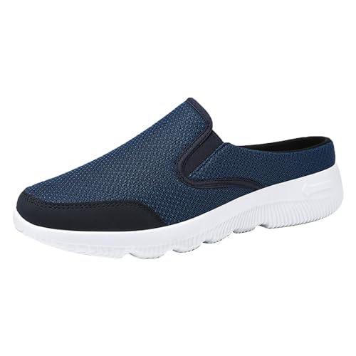 Lässige Herren-Schlupfschuhe, Größe 45, gebrauchte Mode, Frühling und Sommer, Herren-Sportschuhe, flache Unterseite, leichtes Netzgewebe, atmungsaktiv, Slipper, bequem, einfarbig, einfache