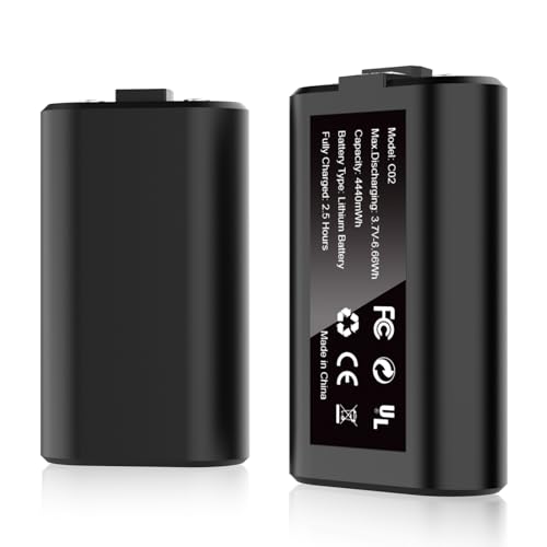 Wiederaufladbarer Akku für X-Box Series X|S/ One, 2 Stück, 4440 mWh, 3,7 V, Akkupack für X-Box One/One S/One X/One Elite, alle X-Box-Controller, unterstützt die Verwendung während des Ladevorgangs