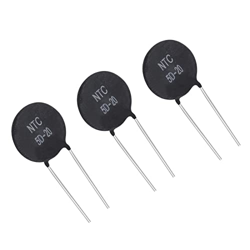 QUARKZMAN 3 Stück 5 Ohm Thermistor Widerstand NTC für Heizgeräte und Glühbirnen Spannung Stabilisator [Schwarz, Silberton]