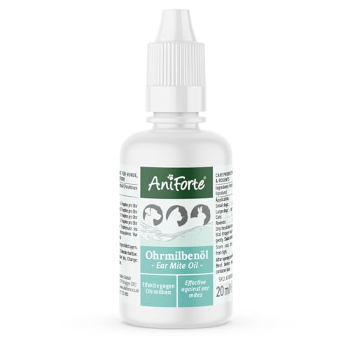 AniForte Ohrmilbenöl für Hunde, Katzen, Nagetiere, Haustiere 20ml - Sanfte Pflege bei Ohrmilben, Ohrentropfen Milben, Juckreiz im Ohr, Ausfluss