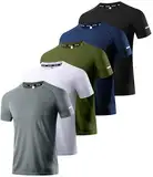 5er Pack Sport Tshirts Herren, Laufshirt Kurzarm T-Shirts Schnelltrocknend Atmungsaktiv Funktionsshirt Mesh Sport Shirt Männer Sportshirt Herren Kurzarm Fitnessshirt Trainingsshirt für Männer 5P04-XL