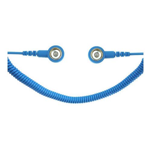 Safeguard WL42090 ESD Spiralkabel, 2 MOhm, 10/10mm Druckknopf, 3.6m, Hellblau