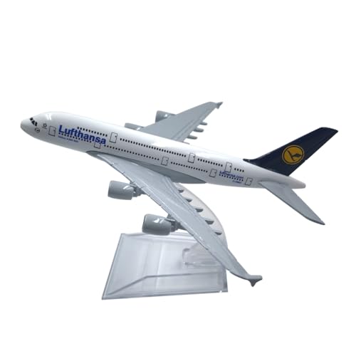 SUNSK Flugzeug Modell Legierung Airbus A380 Lufthansa Flugzeug Metallmodell 1/400 Skala Diecast Flugzeugmodell mit Ständer Miniaturmodelle Sammlung Geschenk