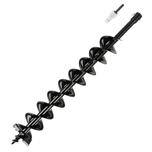 Erdbohrer Gartenbohrer Durchmesser 100mm, Länge 800mm, Erdbohrer für Pfahlbohrer Brunnenbohrer Aushubarbeiten, Stahl Erdlochbohrer Bohrschnecke mit Sicherungsbolzen & Adapter, Gartenspiralbohrer
