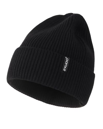 Zylioo XXL/3XL Strickmütze Für Großen Kopf, Wintermütze Beanie Mütze Mit Schirm, Übergroße Winter Warme Knit Cuffed Watch Cap