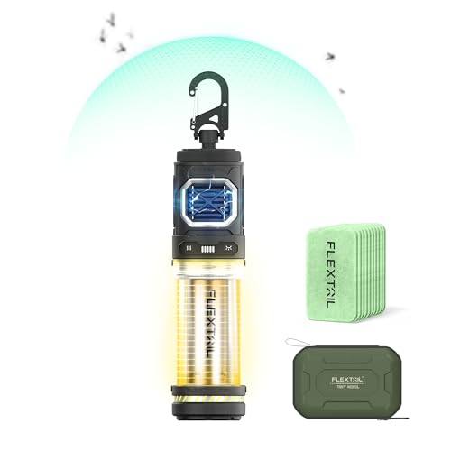 FLEXTAILGEAER Tragebar Mückenschutzmittel mit 400Lm Camping Lampe, 4800mAh Akku, IPX5 wasserdicht, 165 ℃ Doppelseitige Heizung, Outdoor Mückenabwehrgeräte