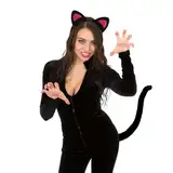 Paxrmuky Catwoman Haarband - Katzenohren & Katzenschwanz Kostümzubehör für Frauen und Mädchen für Karneval & Party