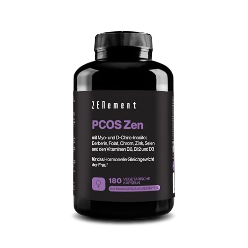Myo-Inositol und D-Chiro-Inositol 40:1 - PCOS, Komplettformel für polyzystische Ovarien - Hormonelles Gleichgewicht und Stoffwechselunterstützung - 180 Vegetarische Kapseln - Zenement