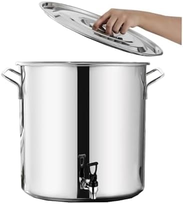 Brühkessel aus Edelstahl mit Ausguss und Deckel, verdicktes Design für Heimbrauen und Kochen im Freien