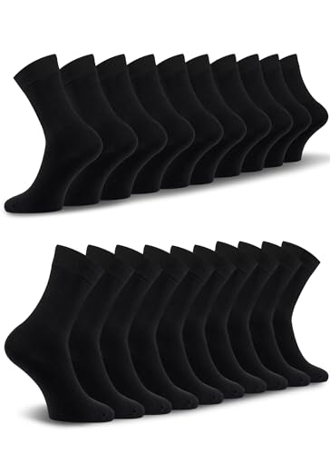 QINCAO 10 Paar Socken Herren Damen Baumwolle Herrensocken Schwarz Sport Socks Atmungsaktive,L