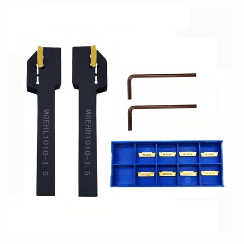 Hunricho Hartmetalleinsätze 10 Teile/Schachtel MGMN150-G 1.5mm Breite Hartmetalleinsätze mit 3/8 Zoll MGEHR MGEHL Halterungen für Nutenfräser Werkzeughalter zum Drehen der Klinge