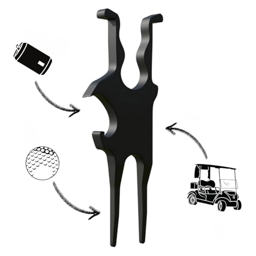 Uoqpty Golf-Tool Mit Magnetischem Zigarrenhalter – 4-in-1-Mehrzweck-Golf-Tool, Divot-Reparatur, Bier-Shotgun-Werkzeug, Ballmarker Und Golfwagen-Zigarrenhalter, Golfer-Taschenwerkzeug