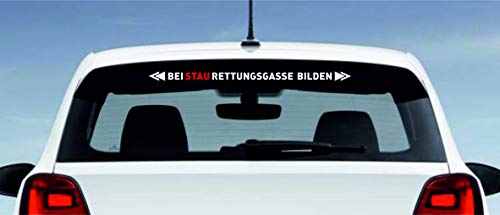 beihaasnatuerlich® Aufkleber BEI Stau RETTUNGSGASSE BILDEN, 65 cm x 3 cm, Heckscheibenaufkleber, Feuerwehr, THW, Polizei, DRK, Qualitätsfolie, rot/weiß