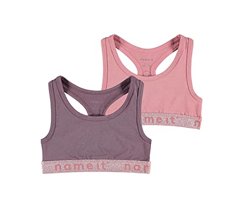 NAME IT Mädchen Nkfshort Top 2p Nostalgia Lurex Noos Unterhemd, Nostalgia Rose, 110-116 EU